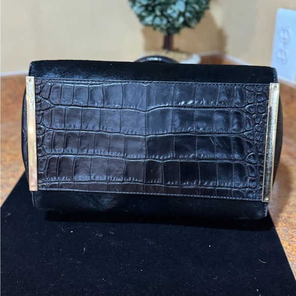 MICHAEL KORS LANA BLACK LEATHER CALF HAIR BLACK CROC ACCENT LARGE TOTE, Vintage - Picture 10 of 15